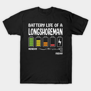 Battery Life of a Longshoreman Funny Job Title Profession Birthday Worker Idea T-Shirt